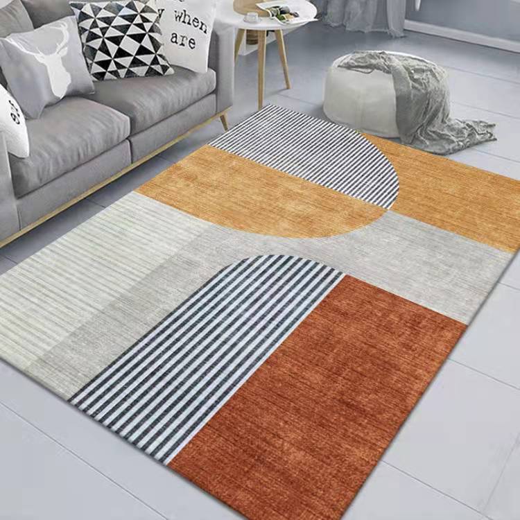 Simple Ins Light Luxury Orange Carpet Living Room Coffee Table Mat Nordic Modern Room Bedroom Bedside Rug Household Floor Mat