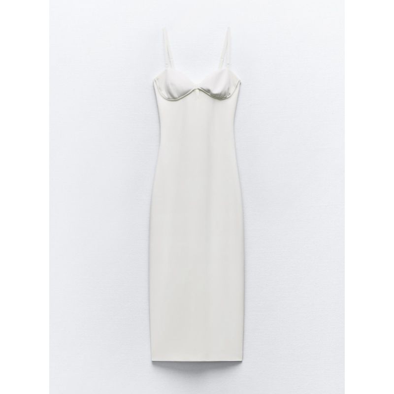 Za2024 Summer New Product Women's Clothes Sexy Split Waist Fitted Midi Sling Dress 4661315 250