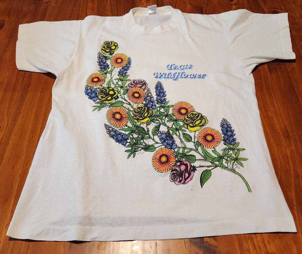 Vintage Wildflowers Tee Large Texas 1989 Fruit Of The Loom Nature Blankenship