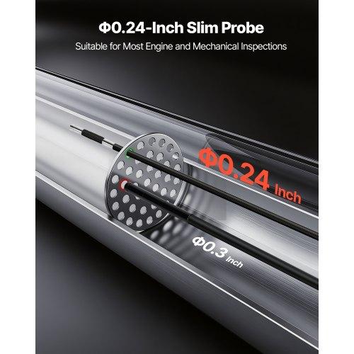 VEVOR Articulating Borescope Camera with Light, Two-Way Articulated Endoscope, 6.2mm Slim Lens, 4.3" IPS Screen, 8X Zoom
