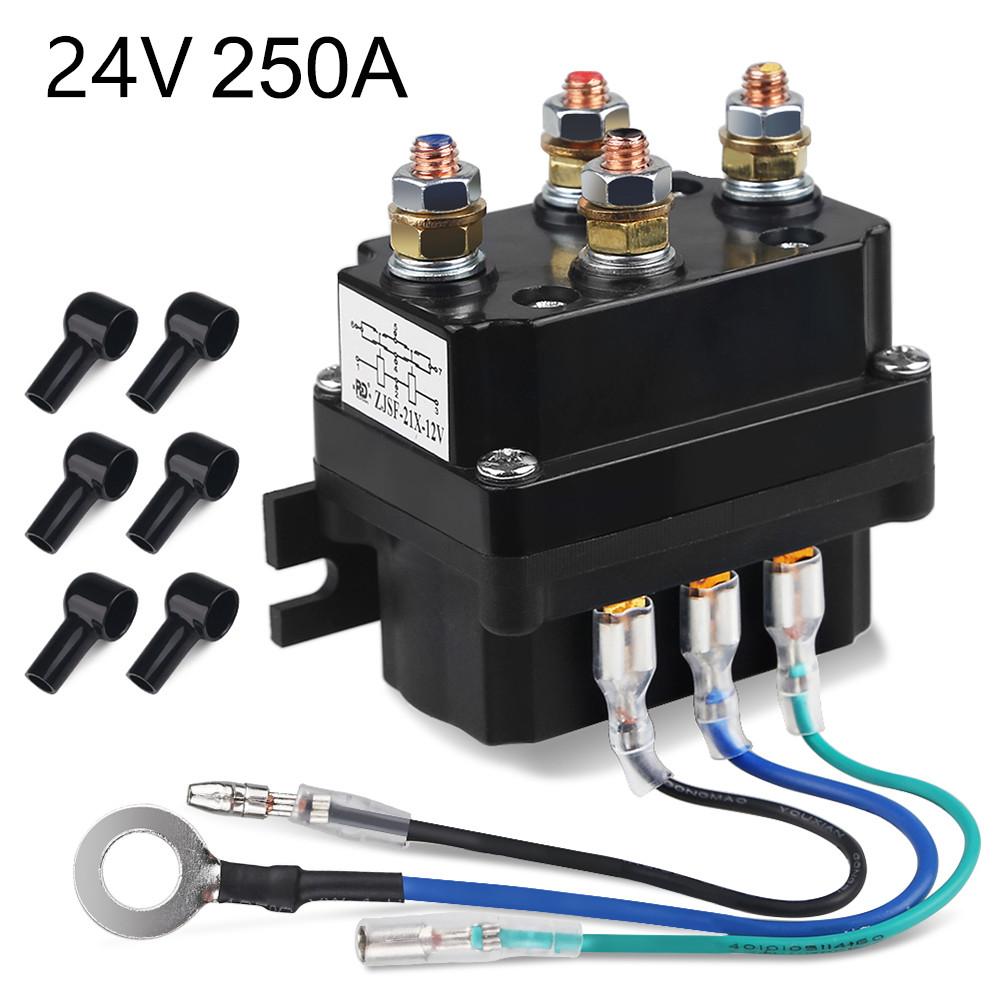 Universal 12V/24V 250A Integrated Waterproof ABS Brass Electric Winch Relay for Car Auto ATV SUV Premium Durable Solenoid Relay