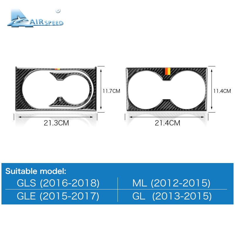 Airspeed Carbon Fiber Car Interior Cup Holder Cover Trim Stickers For Mercedes Benz GLS 16-18 GLE 15-17 GL 13-15 ML Accessories