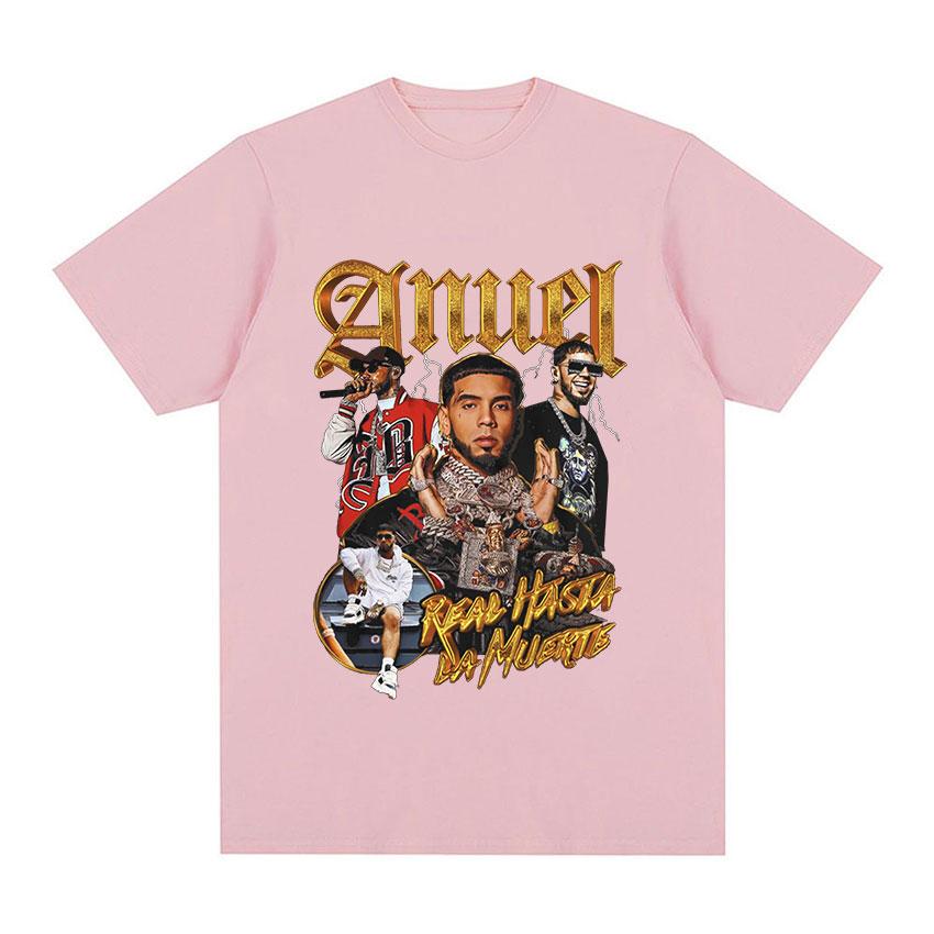 2025 Summer Rapper Anuel AA Retro Graphic T Shirt Real Hasta La Muerte 100% Cotton T-shirt Men's Hip Hop Oversized Tees Men Punk