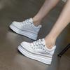 7cm Echtes Leder Damenmode Lässig Bling Klobige Sneaker Plateau Keil Vulkanisiert Herbst Frühling Versteckte Absätze Damenschuhe