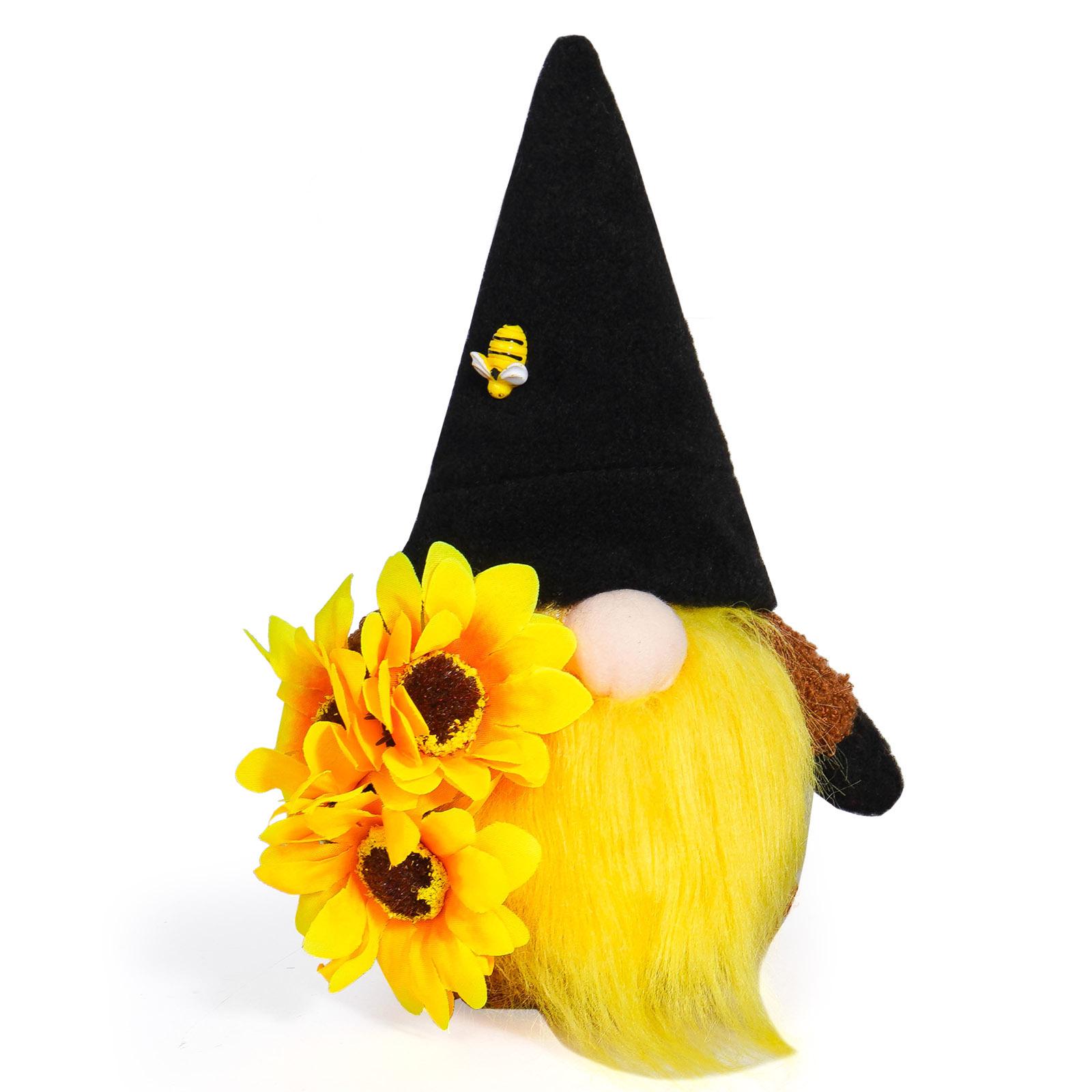 Sunflower Goblin Gnome: Cute Faceless Doll Window Decoration Base with Cardboard чёрный