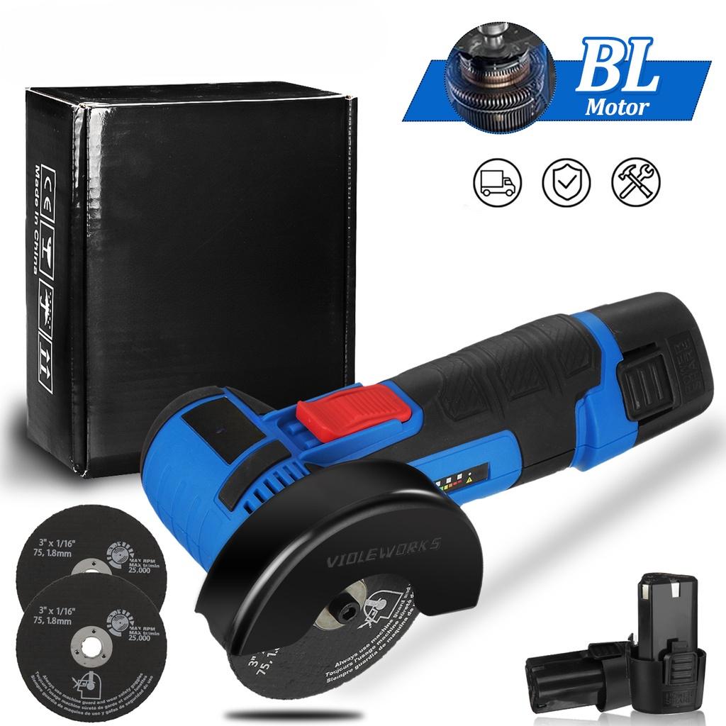 12V Electric Power Cutter with Cutting Wheels Battery Brushless Angle Grinder 2000W Mini Cordless Polishing Grinding Machine