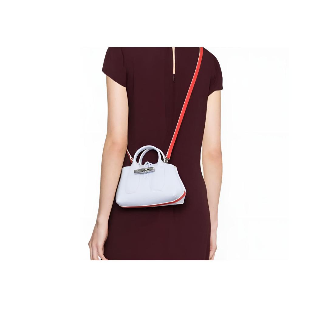 Longchamp Le Roseau 19 Detachable Shoulder Strap Bamboo Buckle Closure Leather Mini Handbag Women Handbag Light-Purple 10057HDJH90