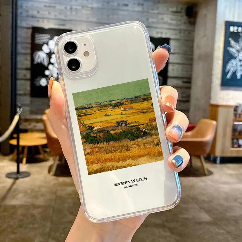 Retro Van Gogh Oil Painting Phone Case For iPhone 17 11 14 15 16Pro Max 12 Mini 13 7 16Plus 17E 16E Transparent Soft Cover Shell