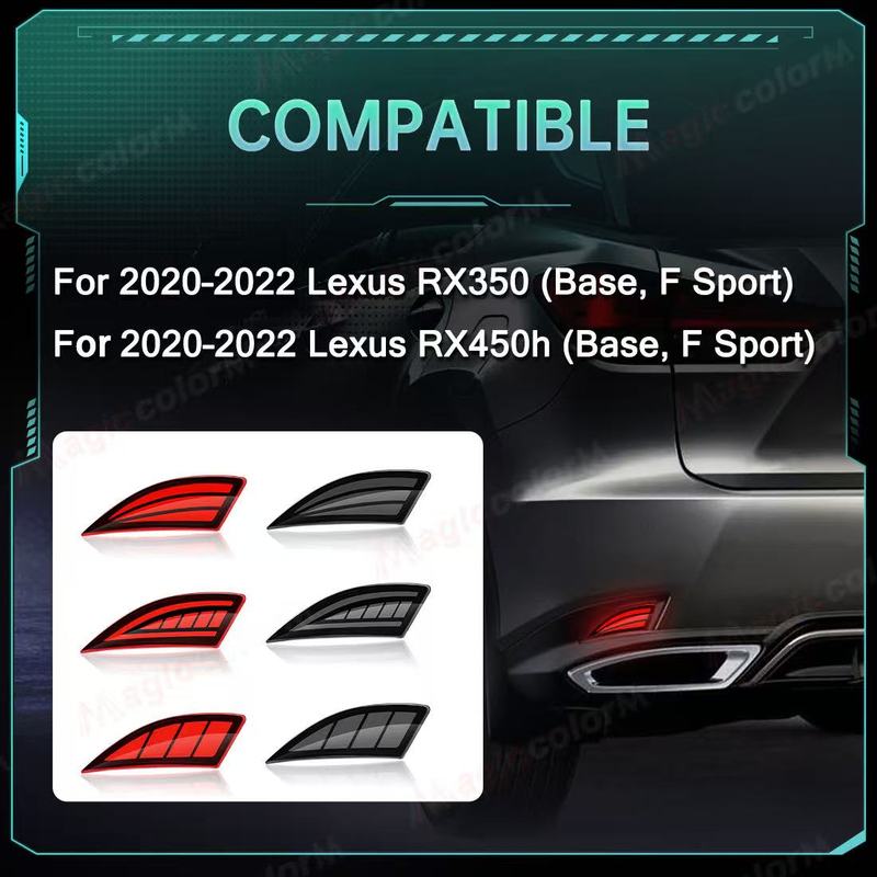 For Lexus RX350 RX450h Base F Sport 2020 2021 2022 Rear Bumper Reflector Lights Auto Driving Dynamic Turn Signal Brake Lamps 12V