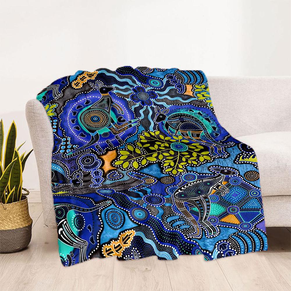 Australian Aboriginal Style 22 Blanket Soft Warm Cozy Perfect for Seaside Couch Picnics All-Season Use Modern Style Birthday Christmas Gift Blanket