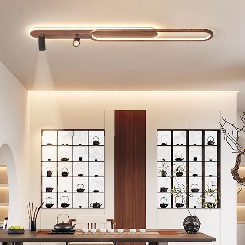 Minimalist Chinese Style Wood Grain Ceiling Spotlight for Hallway, Living Room, Entrance, or Cloakroom