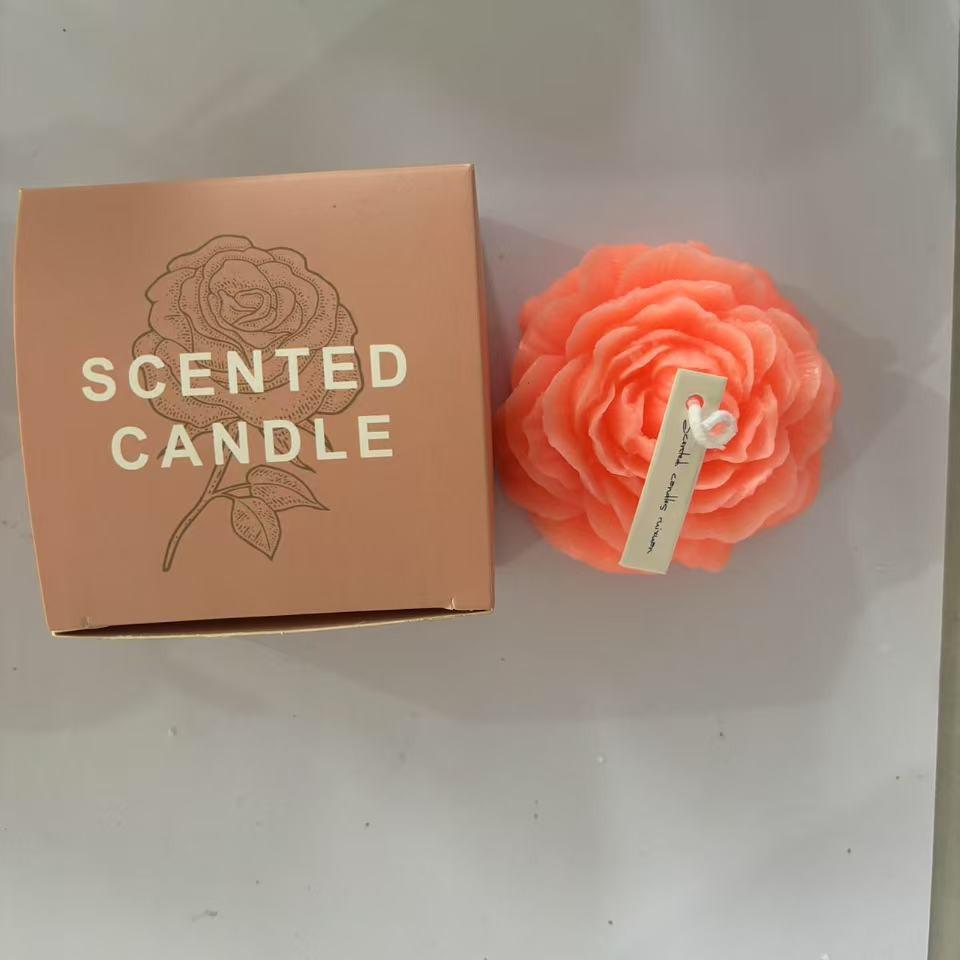 Peony Scented Candle – Handmade Valentine's Day Creative Ornament with Simulated Flower Bouquet