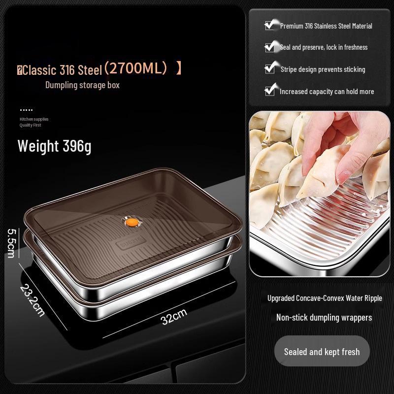 Stainless Steel Sealed Storage Box with Lid for Dumplings