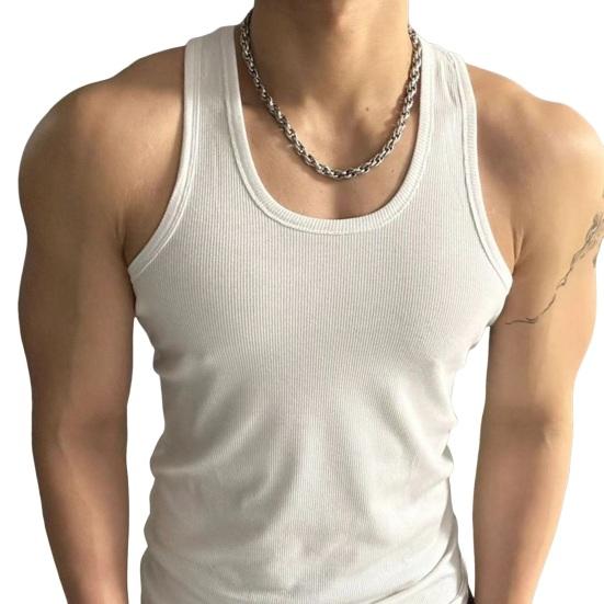 Herrevest Ensfarvet Rund Hals Ærmeløs Fitness Tanktoppe Åndbar Afslappet Streetwear Sommer Fritidstøj til Sport Rejser Shopping Daglig Brug