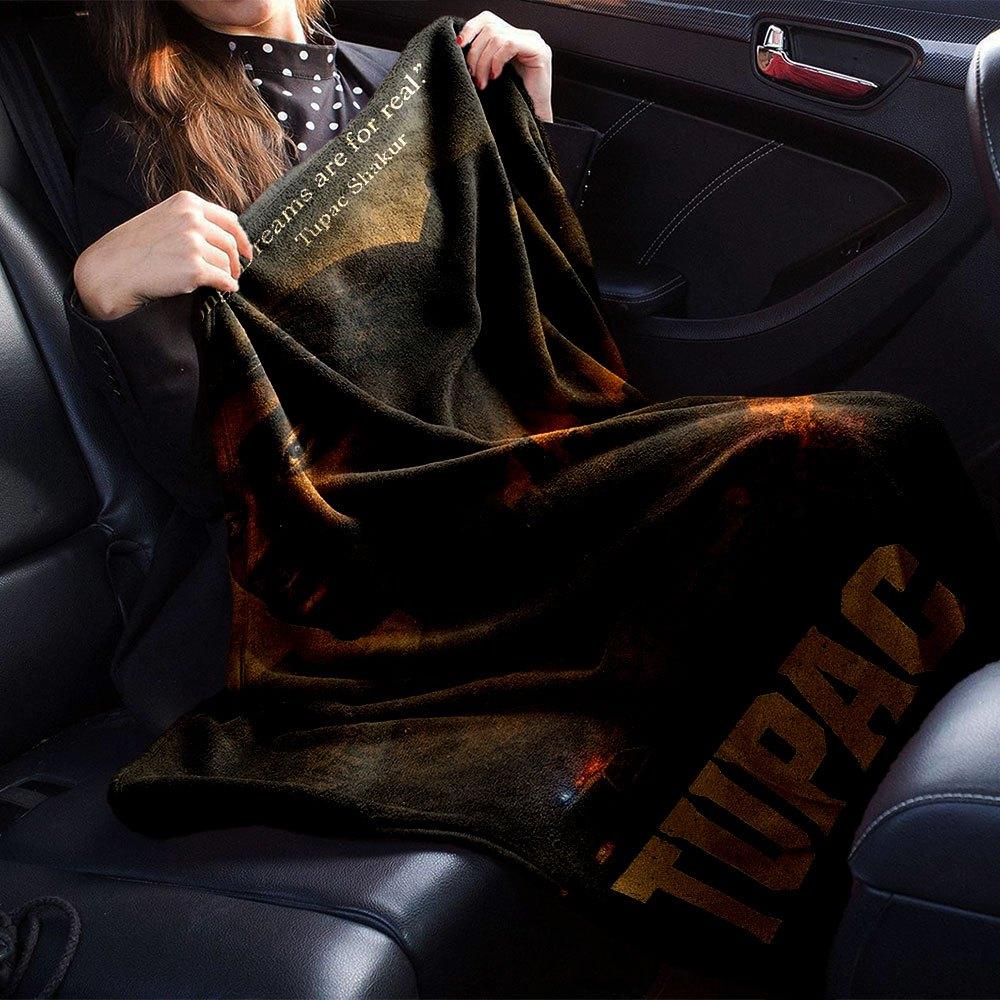 1pc 2PacHip Hop Blanket Soft Lightweight All Season Multi Purpose Throw for Sofa, Bed, Office & Picnics, French Style with Iconic Album Art & Quotes