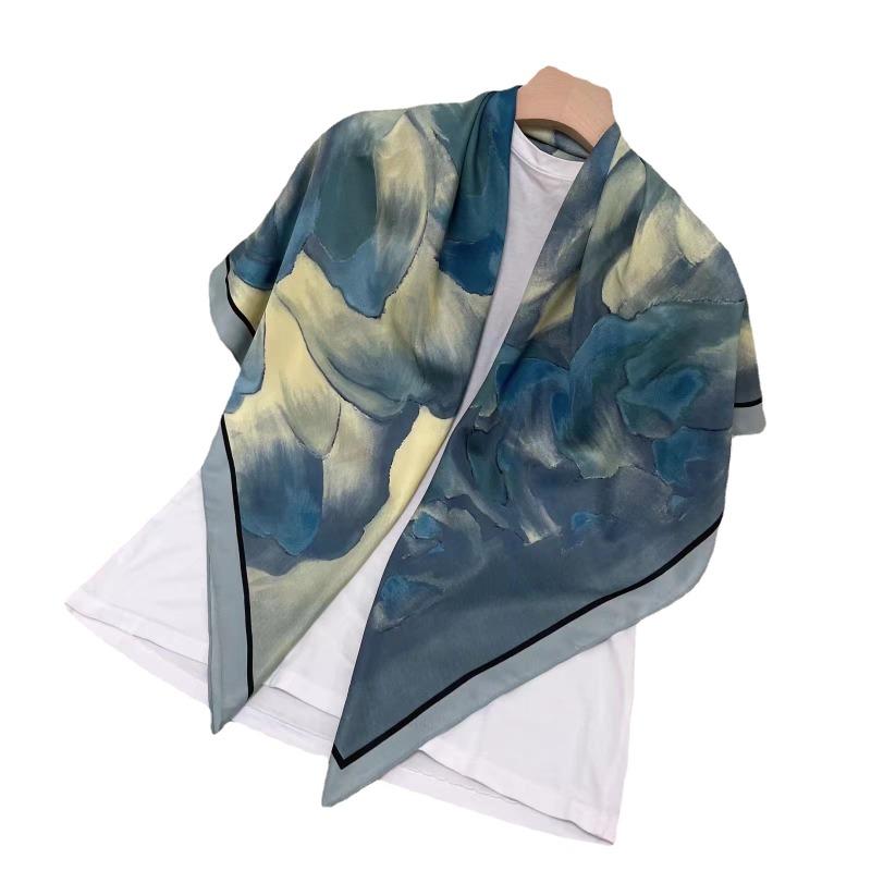 Women S Korean Style Square Scarf Elegant Air Conditioner Shawl