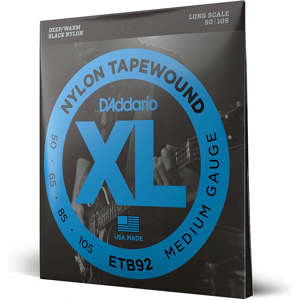 D'Addario ETB92 Black Nylon Wound Long Bass Strings, .050-.105mm [Official Japanese Product]
