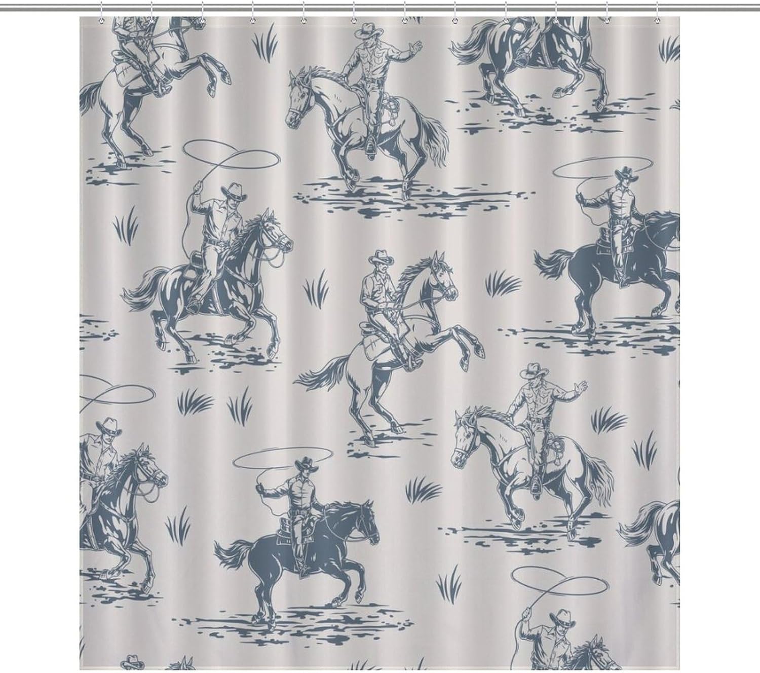 

Western Shower Curtains For Bathroom, Cowboy Cartoon Decor Pattern Print Bath Drapes Set With Hooks, Waterproof Fabric Windows W60H190(CM)-1 Pcs