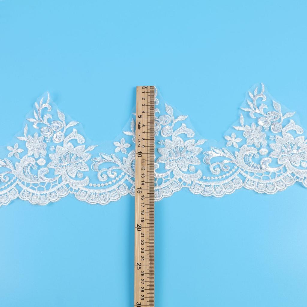 Nail Beads Lace Accessories Diy Beads Bead Embroidery Mesh Bottom Embroidery Lace Fabric Wedding Dress Accessories 17Cm