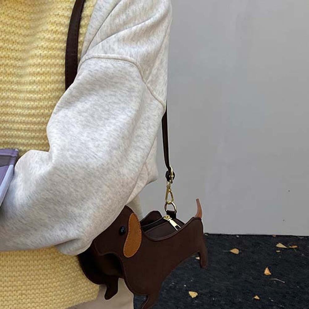 Three-dimensional Dog PU Shoulder Pouch Large Capacity Retro Phone Bag  for Gifts