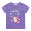 Rosa Axolotl Kinder T-Shirts 100% Baumwolle Lustiger Cartoon Aufdruck Kurzarm Jungen Mädchen T-Shirts Sommer Freizeit Rundhals T-Shirt