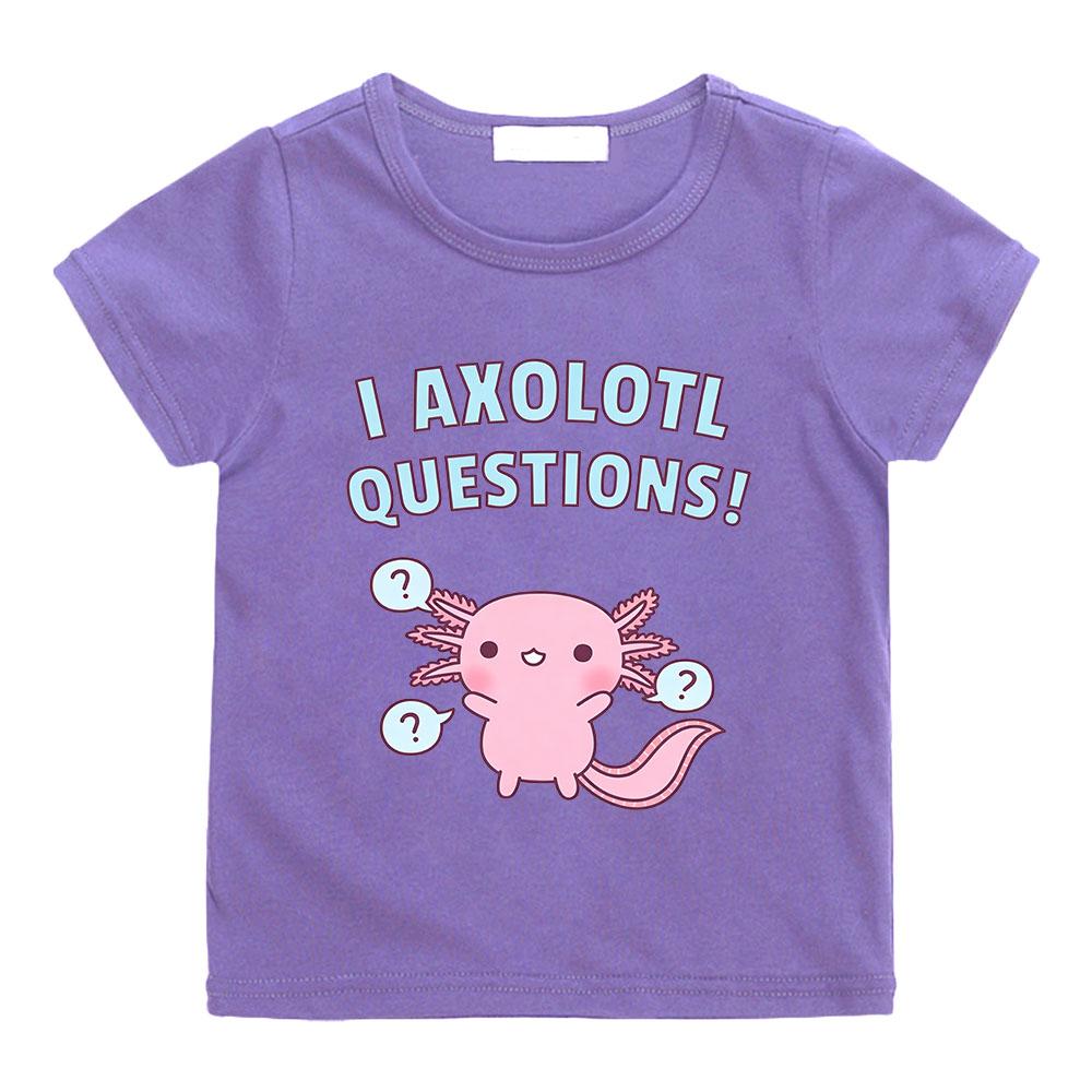 Rosa Axolotl Kinder T-Shirts 100% Baumwolle Lustiger Cartoon Aufdruck Kurzarm Jungen Mädchen T-Shirts Sommer Freizeit Rundhals T-Shirt