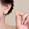 Korean Sweet Colored Ice-transparent Blossoming Flowers Stud Earrings for Women Summer Vacation Temperament Piercing Jewelry