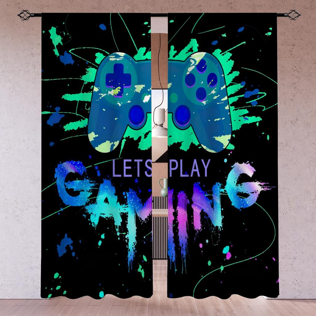 2pcs Gamepad Pattern Curtains Decorative Window Drapes Window Treatments For Bedroom Living Room Home Decor Window Blinds Drapes