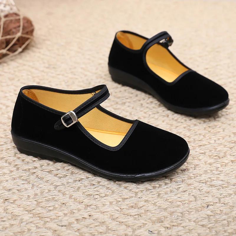 Fashion Women Fashion Sweet Light Weight Black Platform High Quality Buckle Strap Shoes Lady Casual & Retro Dance Flat Shoes 2025