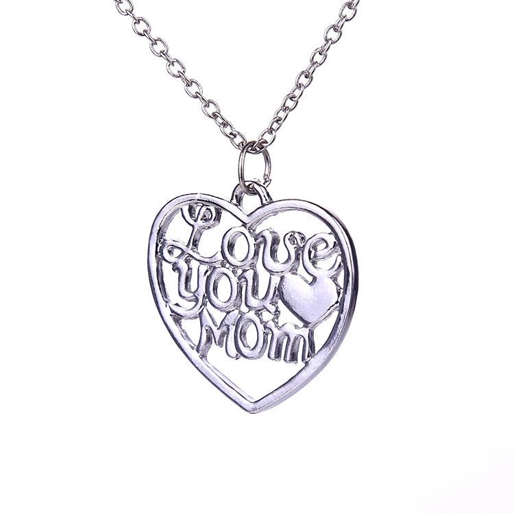 Elegant European  American  Love You Mom  Necklace - Women s Stylish Collarbone Chain Alloy