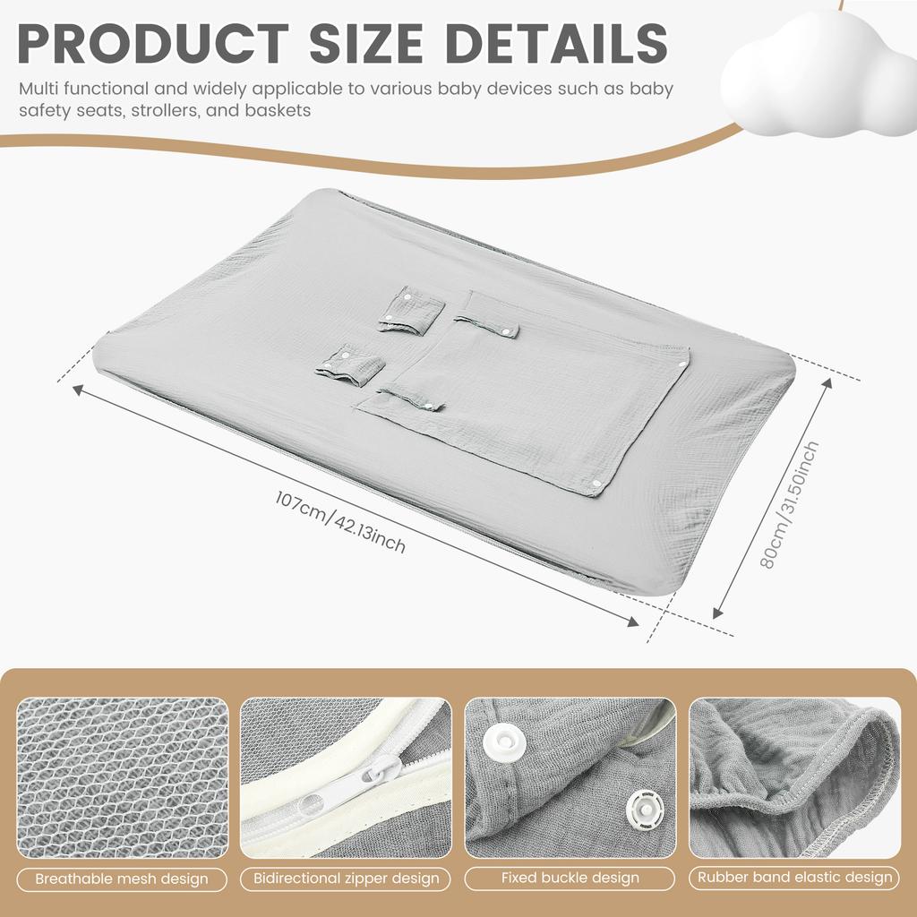 Baby Car Seat Cover Universal Baby Stroller Accessories 3 Modes Windproof Infant Carrier Canopy with Two Way Zipper for Travel