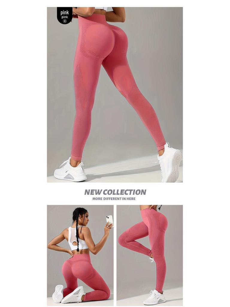 Europäisch-Amerikanisches Nahtloses Yoga-Set mit Hohem Bund: Damen Hüftlift Leggings Yogahose & Sportoberteil