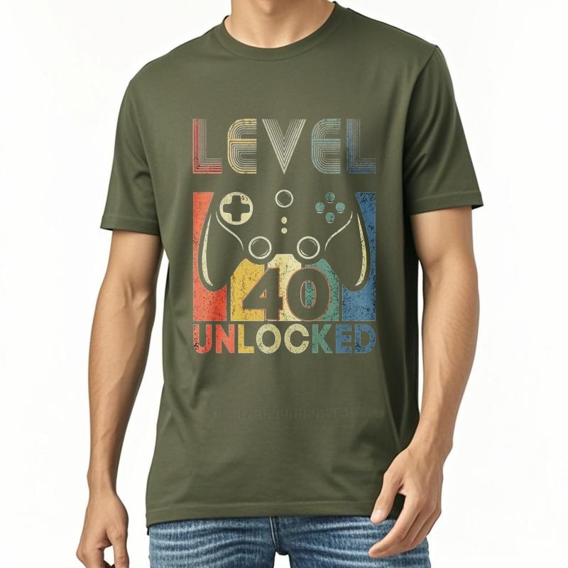 men brand tshirt Daily Wear summer Women t shirt Level Forty Unlocked Game Controller Short Sleeve Street Wear Crew Neck tees