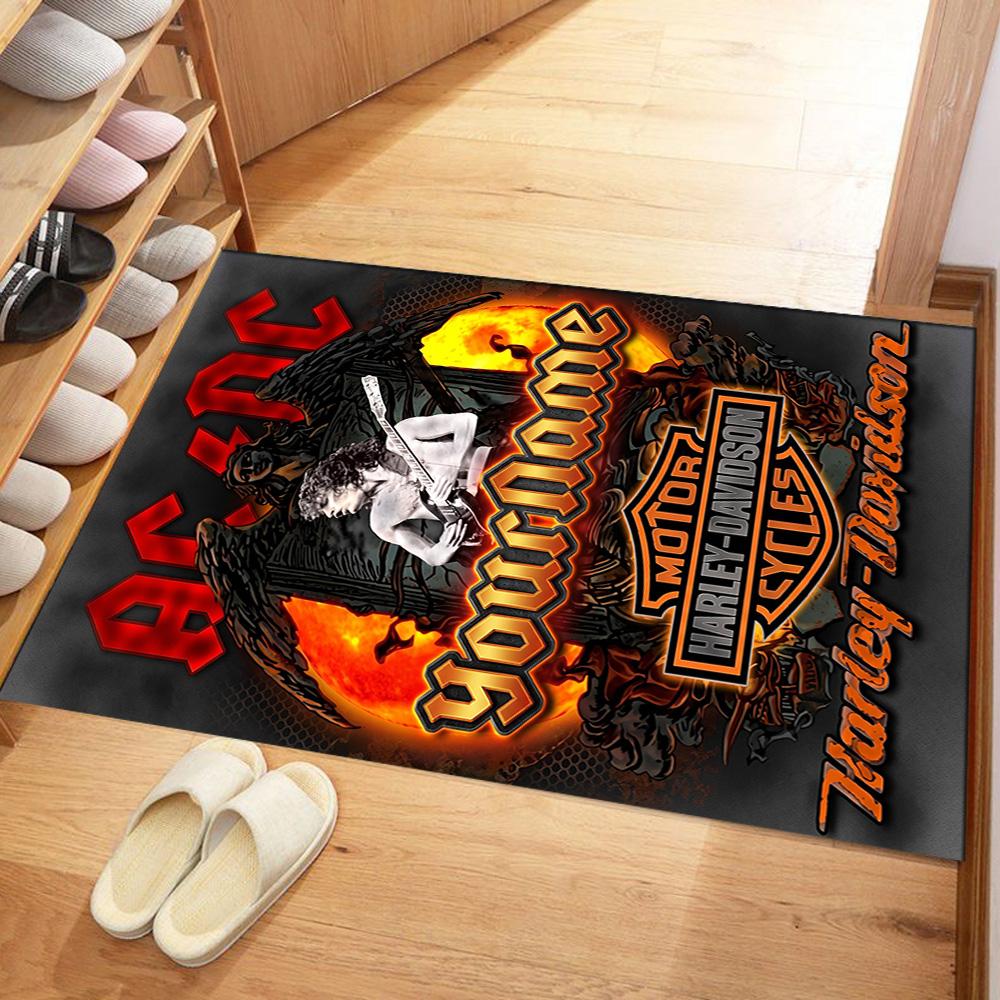 Harley-davidson Motorcycles Customizable Name Floor Mat Suitable for Outdoor Hallway Entryway Kitchen Antislip Carpet Decorate Offices