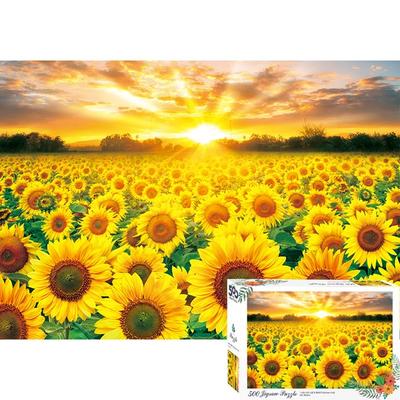 Toy & Puzzle Sunset Sunflower Jigsaw Puzzle, 500 Pieces, Mixed Colors Jigsaw Puzzle, Childrens Games, Educational Toys
