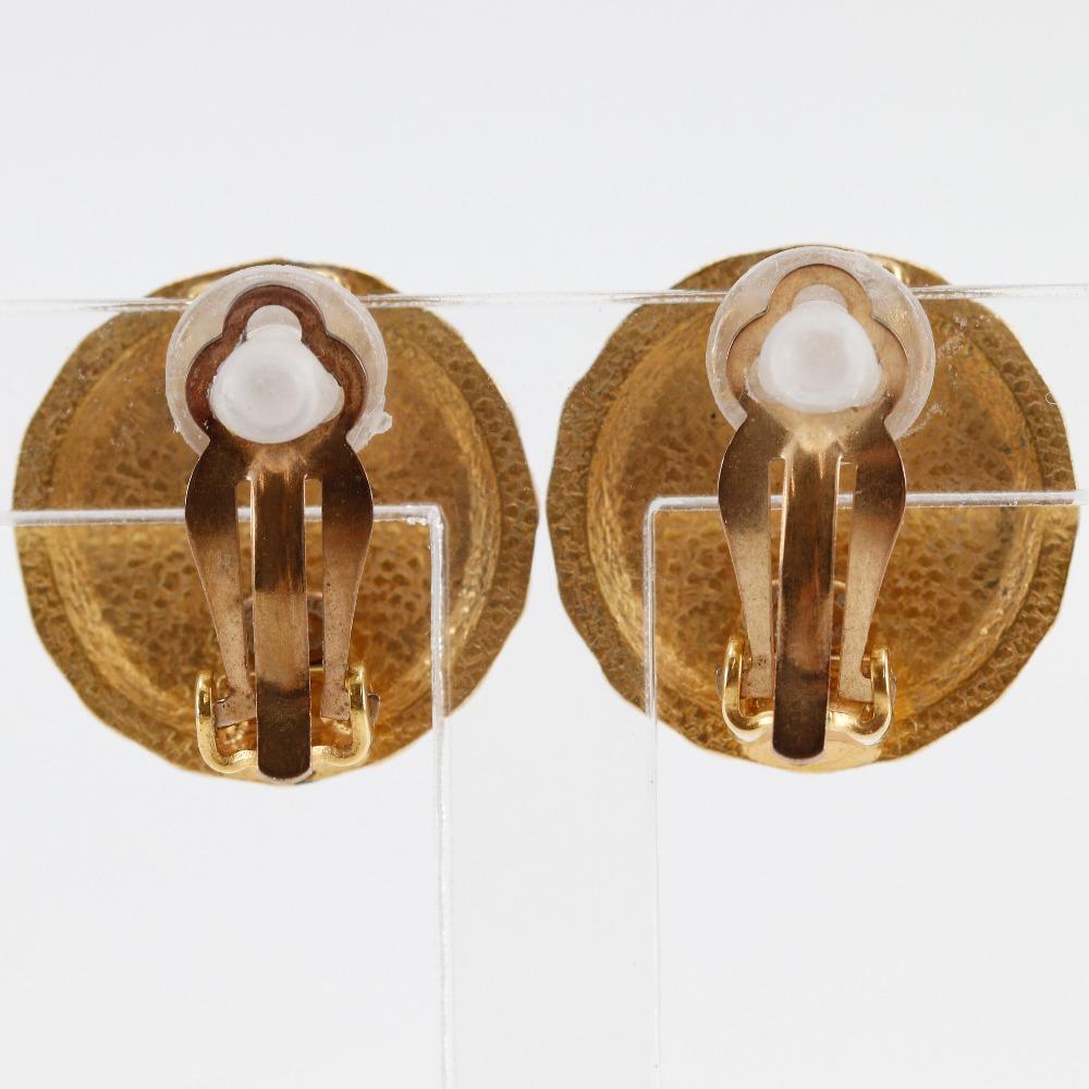 Chanel Flower Motif Earring Plated Gold Flour 7.5g Women Used
