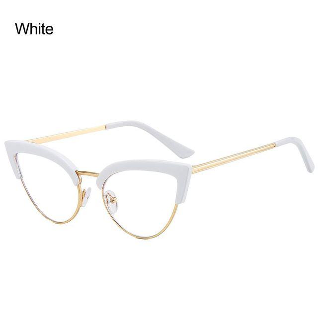 Anti-blått lysmetall Komfortabel farge Cat Eye Brilleinnfatning Dame Vintage Spring Hinge Optisk innfatning Databriller