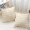 2 Pieces/set Cozy Soft Corduroy Pillowcase Velvet Texture Reversible Sided Throw Pillow Striped Design Cushion Cover Sofa Decor
