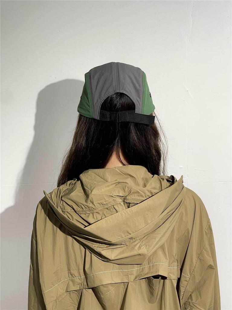 Stylish Five-Panel Quick Dry Skater Hat: Japanese Color Block, Hip Hop Flat Brim, Outdoor Sports Cap