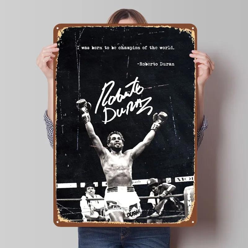 

Роберто Дуран Боксер Постер Бокс Металлические Знаки Аксессуары для Кофейного Бара Пользовательские Жестяные Таблички для Настенного Декора Мужская Пещера Ретро 7.9x11.8In(20x30cm)