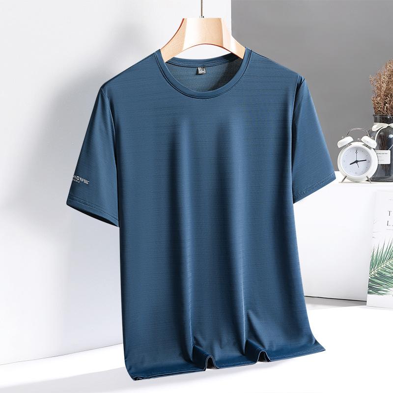 Pánské letní ležérní svalové tričko, rychleschnoucí, s krátkým rukávem, kulatým výstřihem, sportovní tréninkové tričko, pánské jednobarevné, prodyšné, pruhované tričko