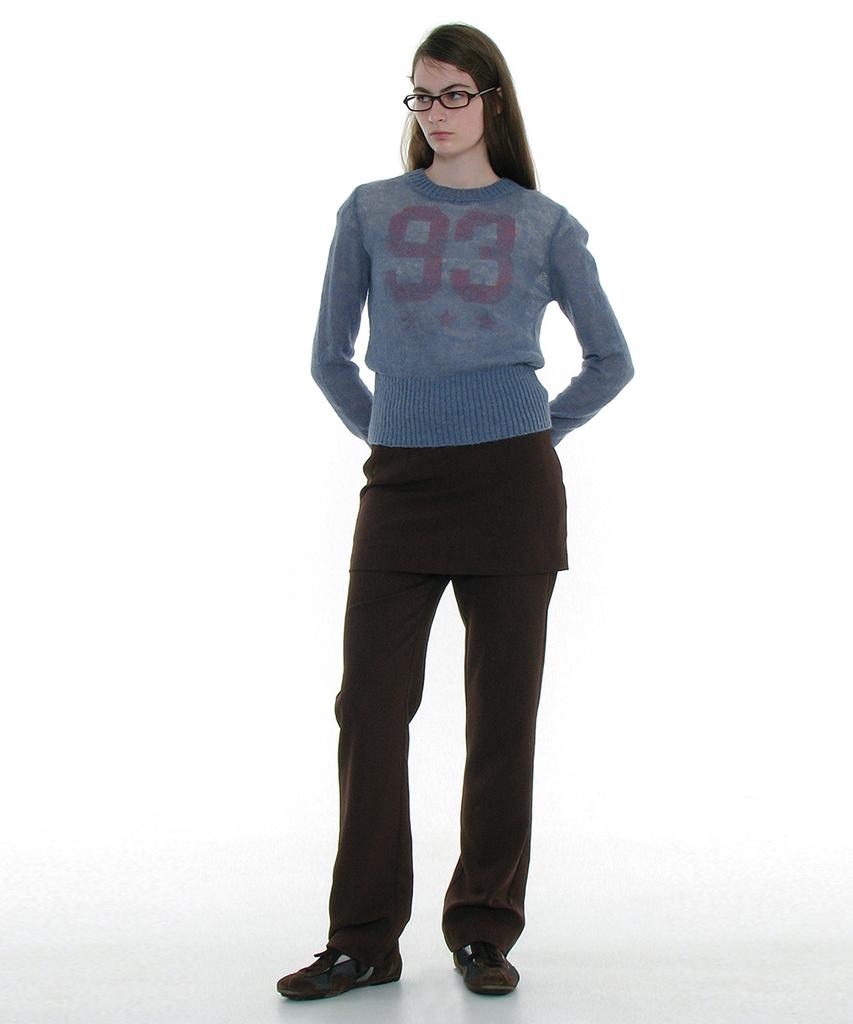 PARTIMENTO WOMEN Sheer Wide Rib Knit Crewneck_Dusty Blue