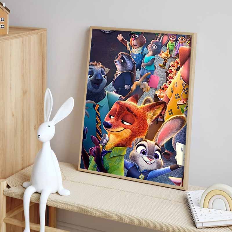 Disney Diamond Painting: Nick and Judys Famous Selfie Scene Cute DIY Rhinestone Mosaic Cross Stitch Kit Embroidery Gift for Home Decor