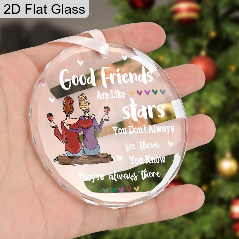 Freundschafts-Erinnerungsstück Glasornament, Design mit zwei Schwestern, die Weingläser halten, Ideale Geschenke für beste Freunde oder beste Freundinnen, Freundschaft, BFF, Seelenverwandte