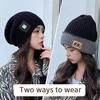 Winter Warm Ear Protection Hat For Women Baggy Slouchy Beanie  Color Block Woolen Pullover Cap Girl Pile Knit Hat