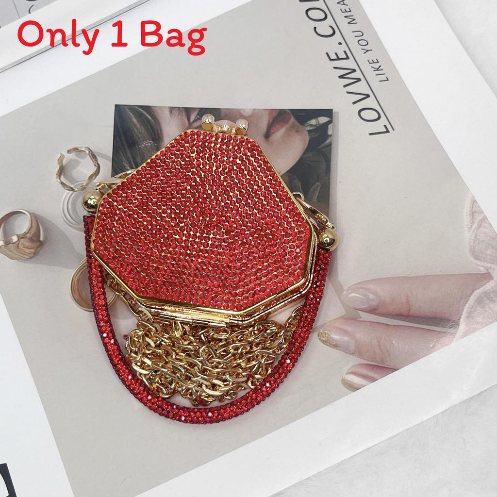 Acrylic Mini Heart Shaped Shoulder Bag With Chain And Diamond Embellishments For Casual Travel