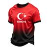 Men's Casual Crew Neck Short Sleeve Pullover T-Shirt Football Fan Top Turkey National Team Inspired Design Comfortable Fit