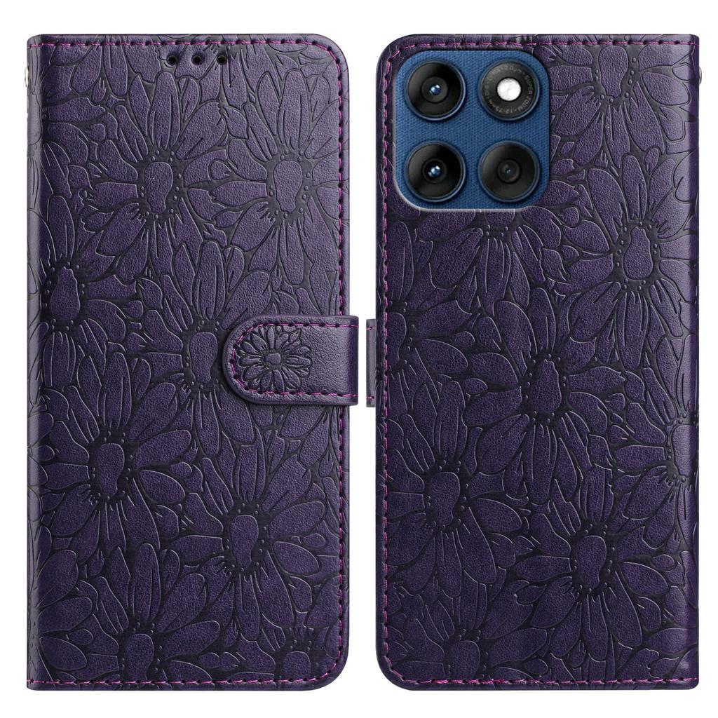 Leather Case for Motorola Edge 60 5G/60 Fusion 5G/60s 5G Daisy Imprint Wallet Stand Phone Protective Cover