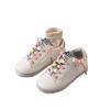 Autumn Children's Girl Candy Colorful Beaded Genuine Leather Small Dirty Sneakers Kid Toddler Princess Skate Shoes Single Shoes