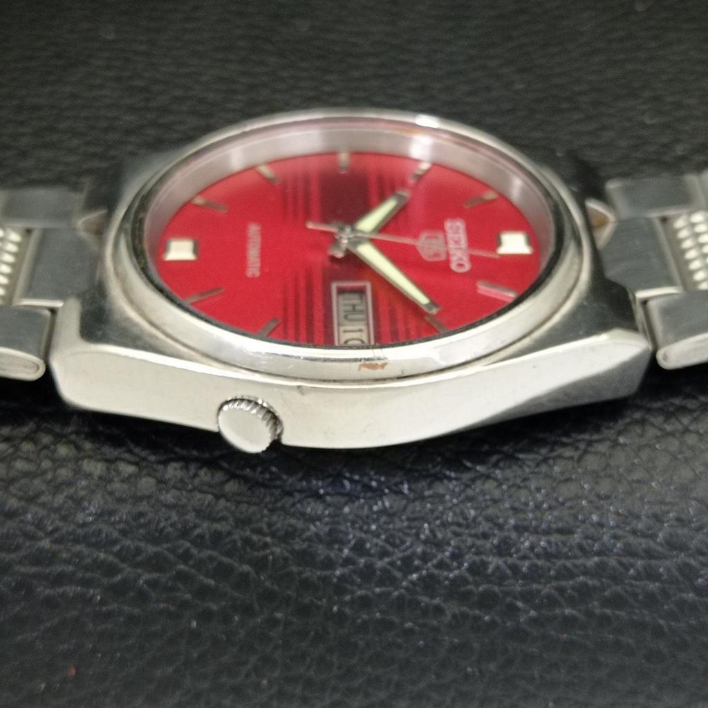 GENUINE VINTAGE SEIKO 5 AUTOMATIC JAPAN 7009A MENS RED DIAL WATCH a701400-5 R206a-a701400